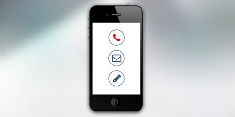 電話とメールのアイコンが表示されているスマートフォンの画面